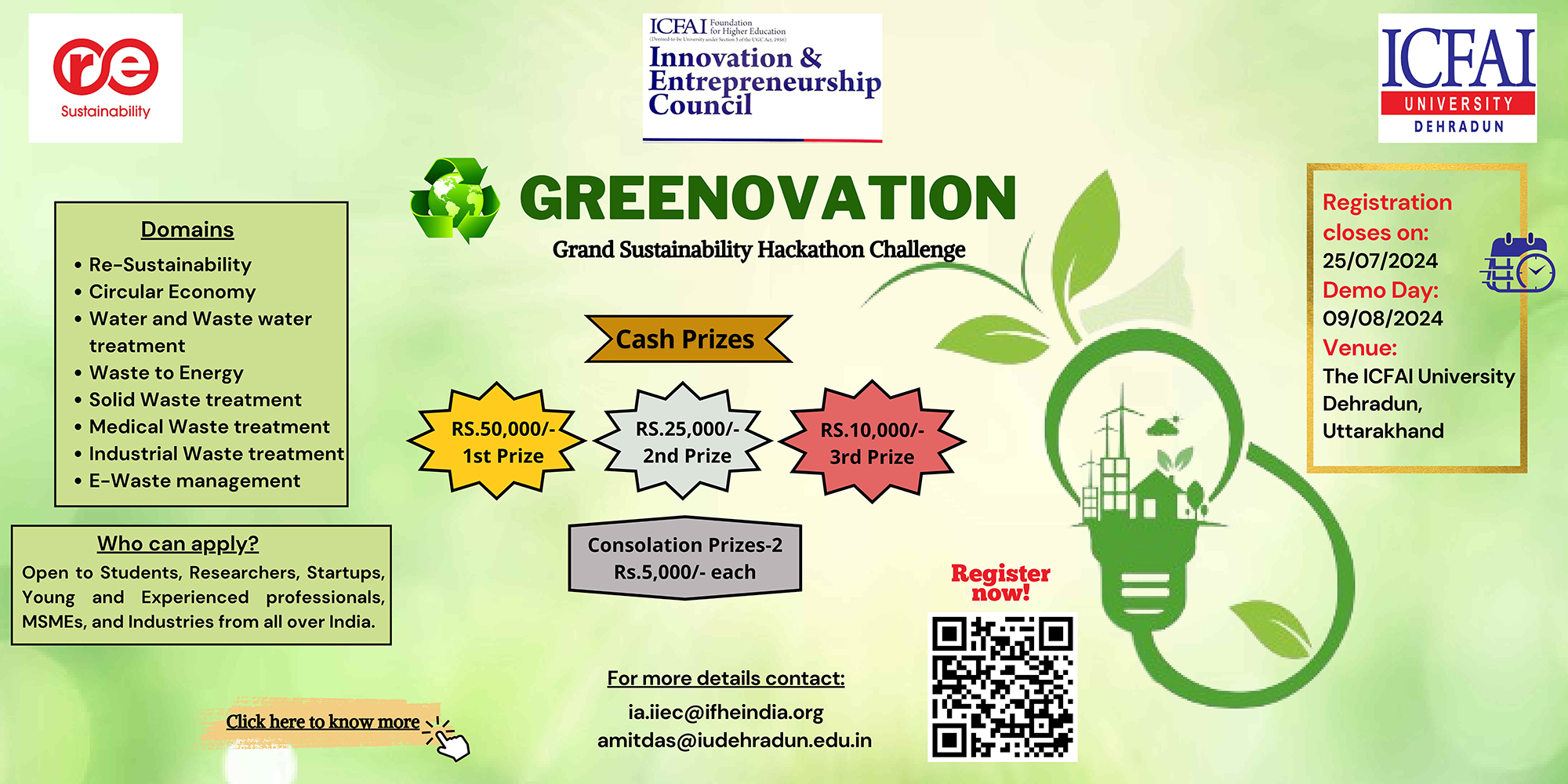 Greenovation Hackathon by ICFAI University Dehradun